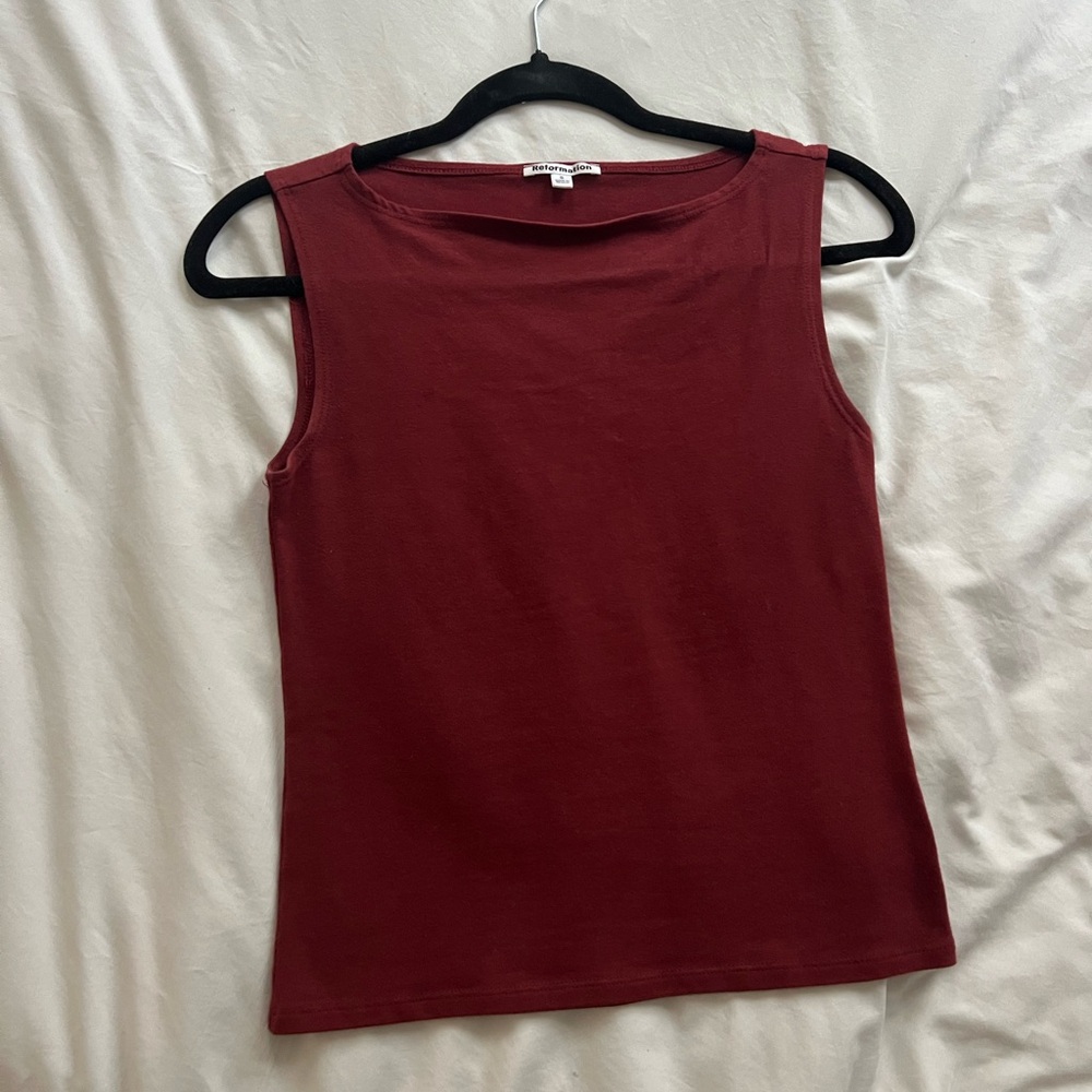 Reformation Dusk Knit Tank Top- Burgundy
